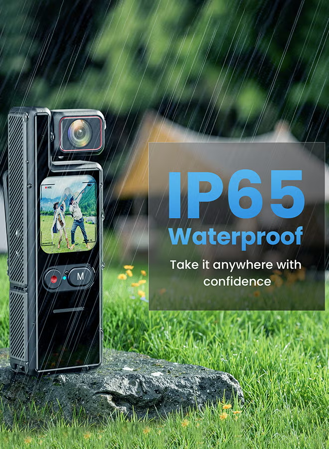 4k pocket vlogging camera with 1.6 inch cmos & 4k 120fps video 6 axis stabilization, ip65 waterproof, 3000mah battery, rotatable touchscreen small video camera for photography youtube